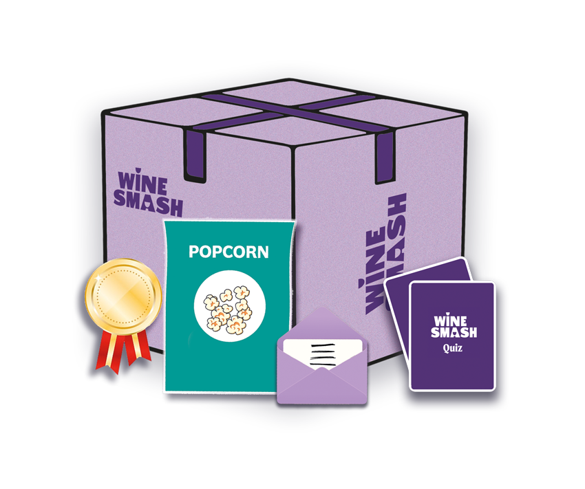 Trivia cards,popcorn and medal